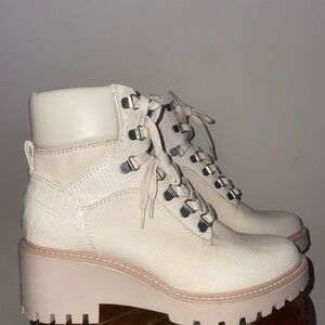 Dolce Vita Cream Lace-Up Boots